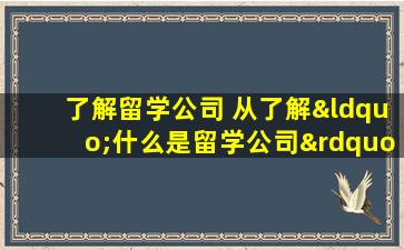 了解留学公司 从了解“什么是留学公司”开始！